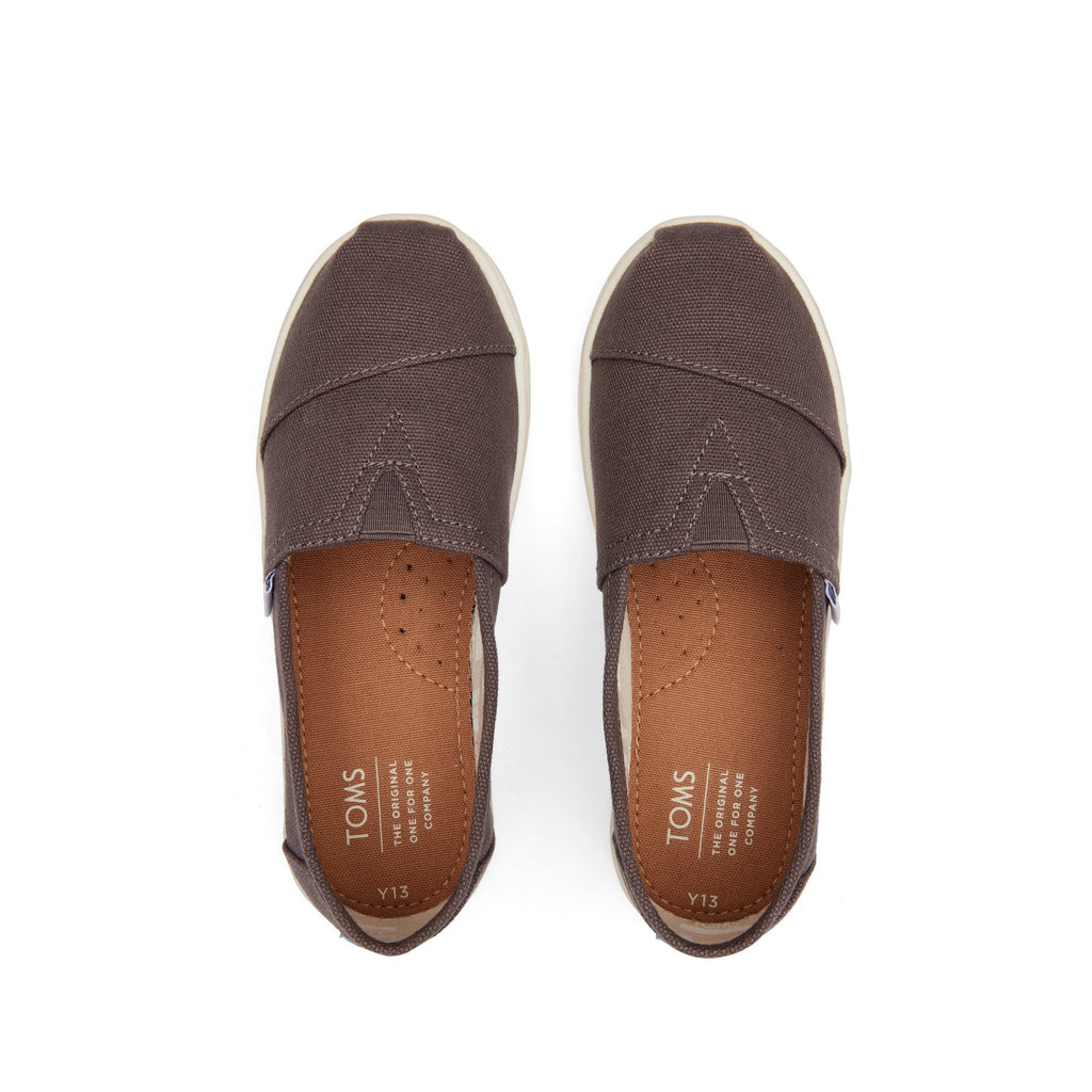 Youth Alpargata Grey Canvas Kids Shoe Top View