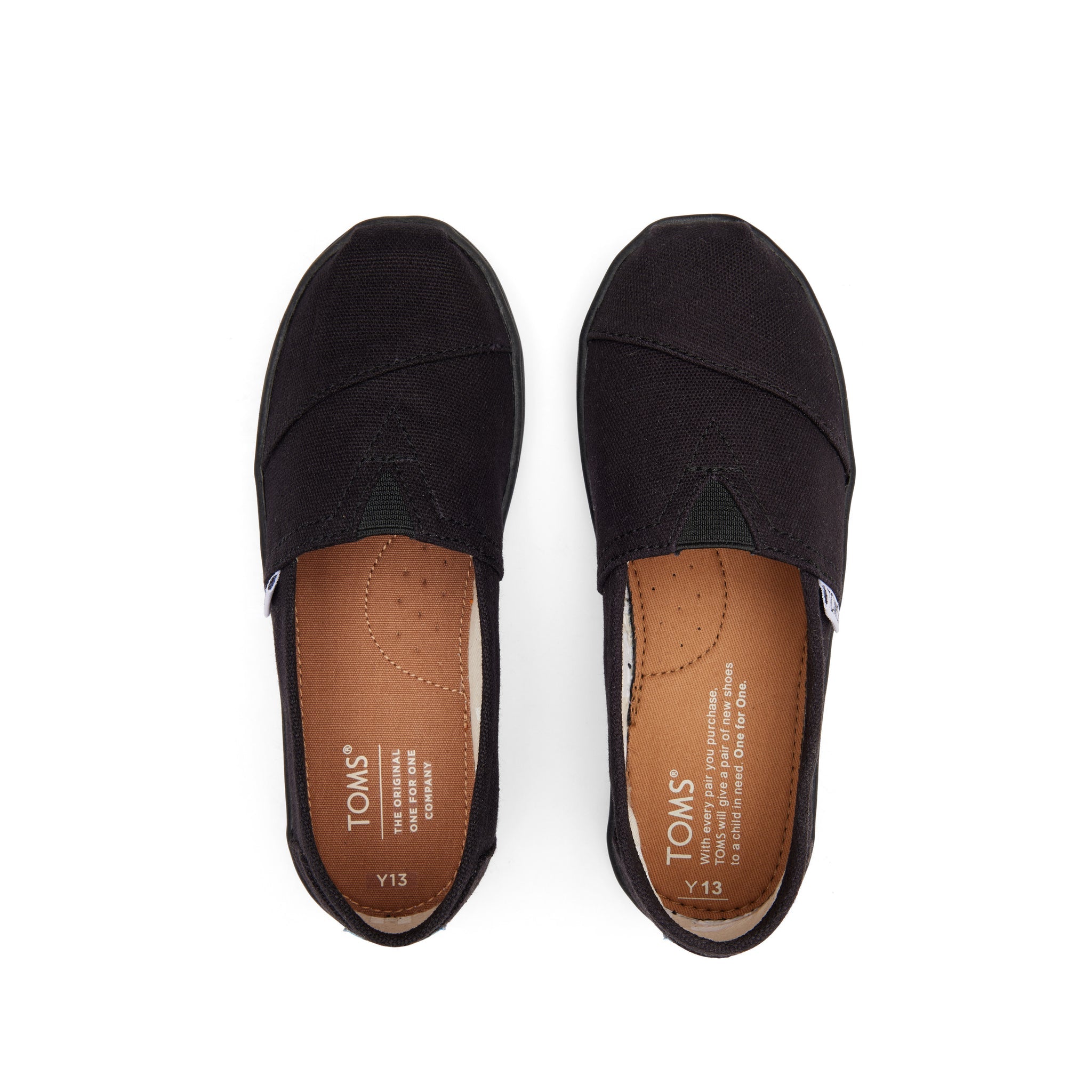 Youth Alpargata Black Canvas Kids Shoe Top View