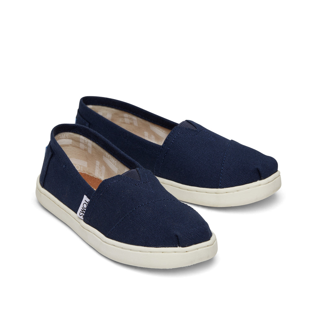 Youth Alpargata Navy Canvas Kids Shoe Front View