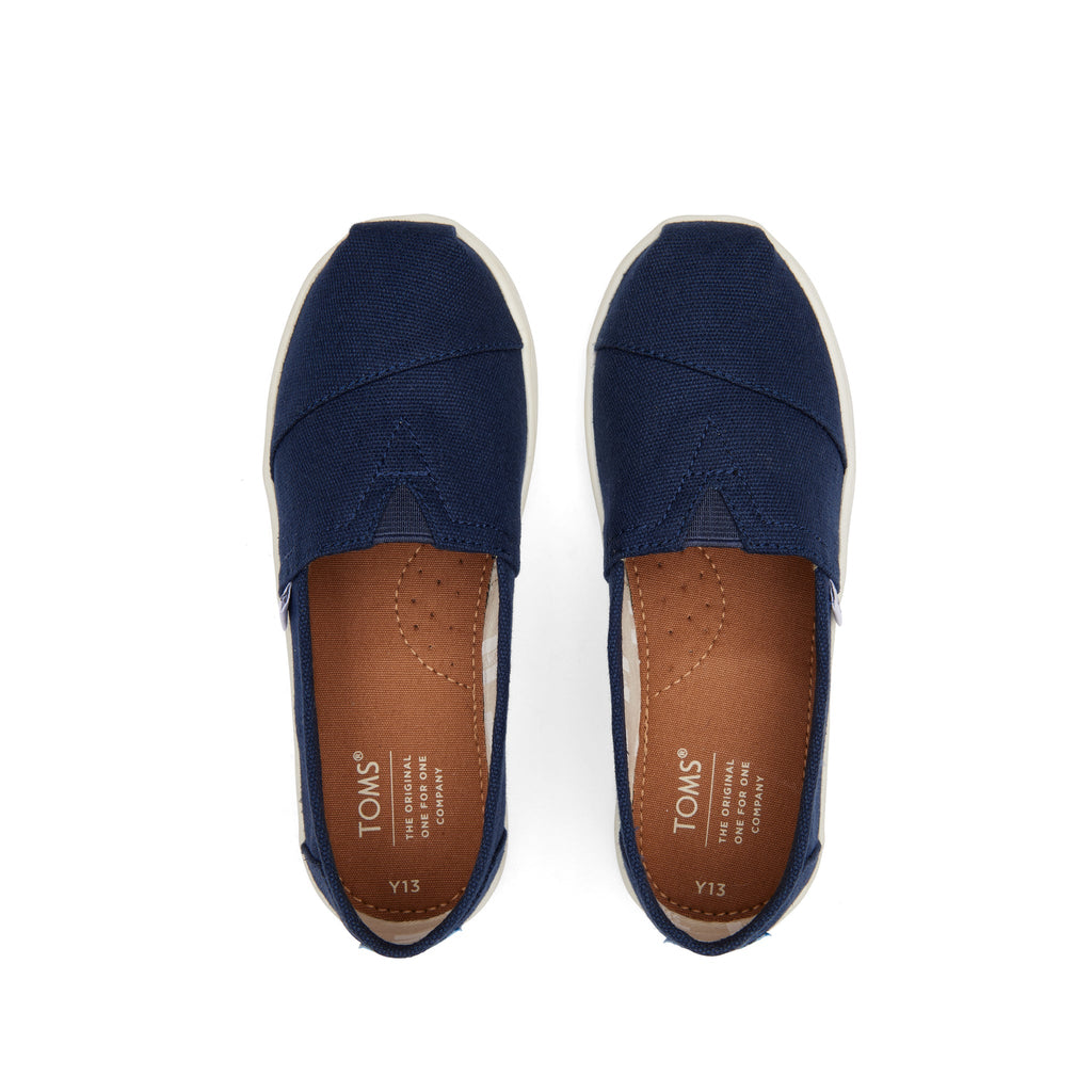 Youth Alpargata Navy Canvas Kids Shoe Top View
