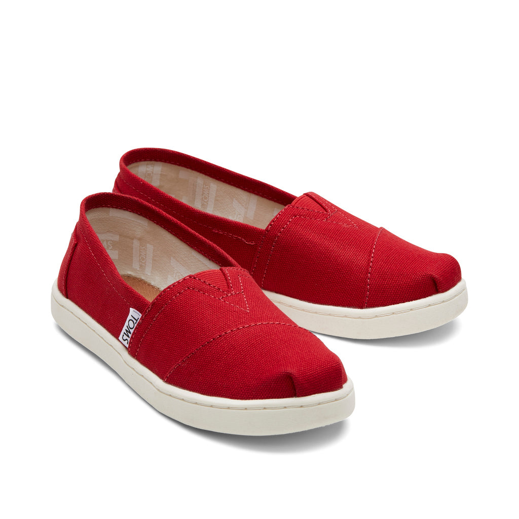 Youth Alpargata Red Canvas Kids Shoe Front View