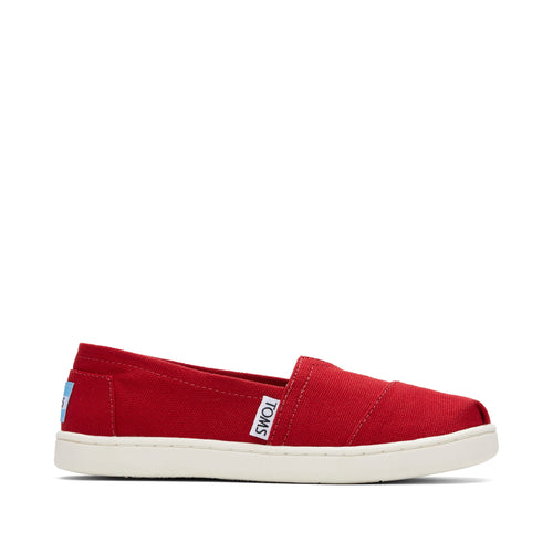 Youth Alpargata Red Canvas Kids Shoe Side View