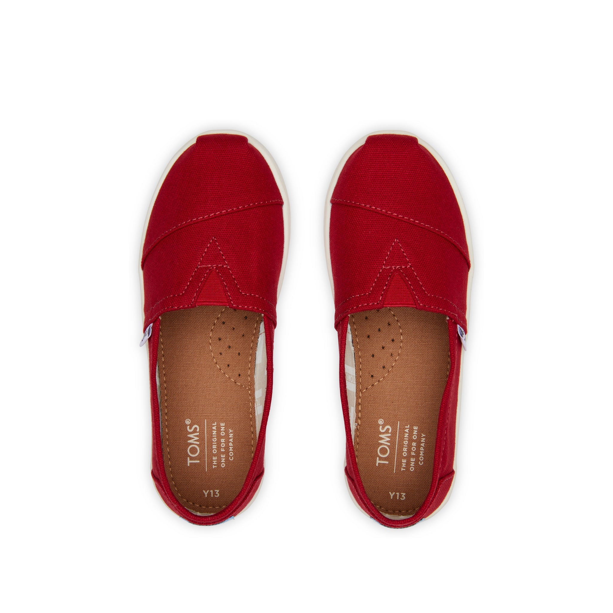 Youth Alpargata Red Canvas Kids Shoe Top View
