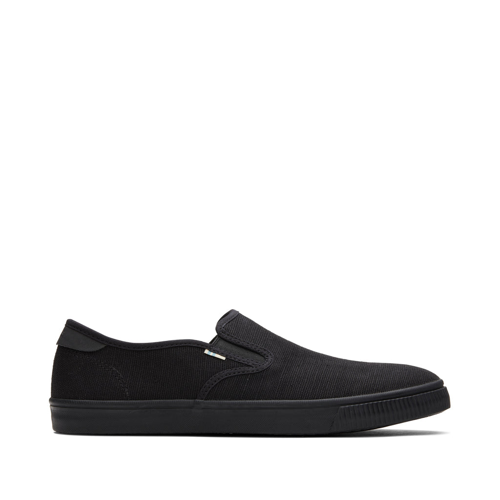 Baja All Black Heritage Canvas Slip On Sneaker Side View
