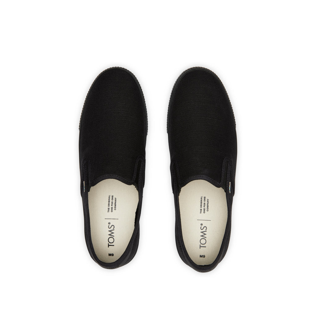 Baja All Black Heritage Canvas Slip On Sneaker Top View