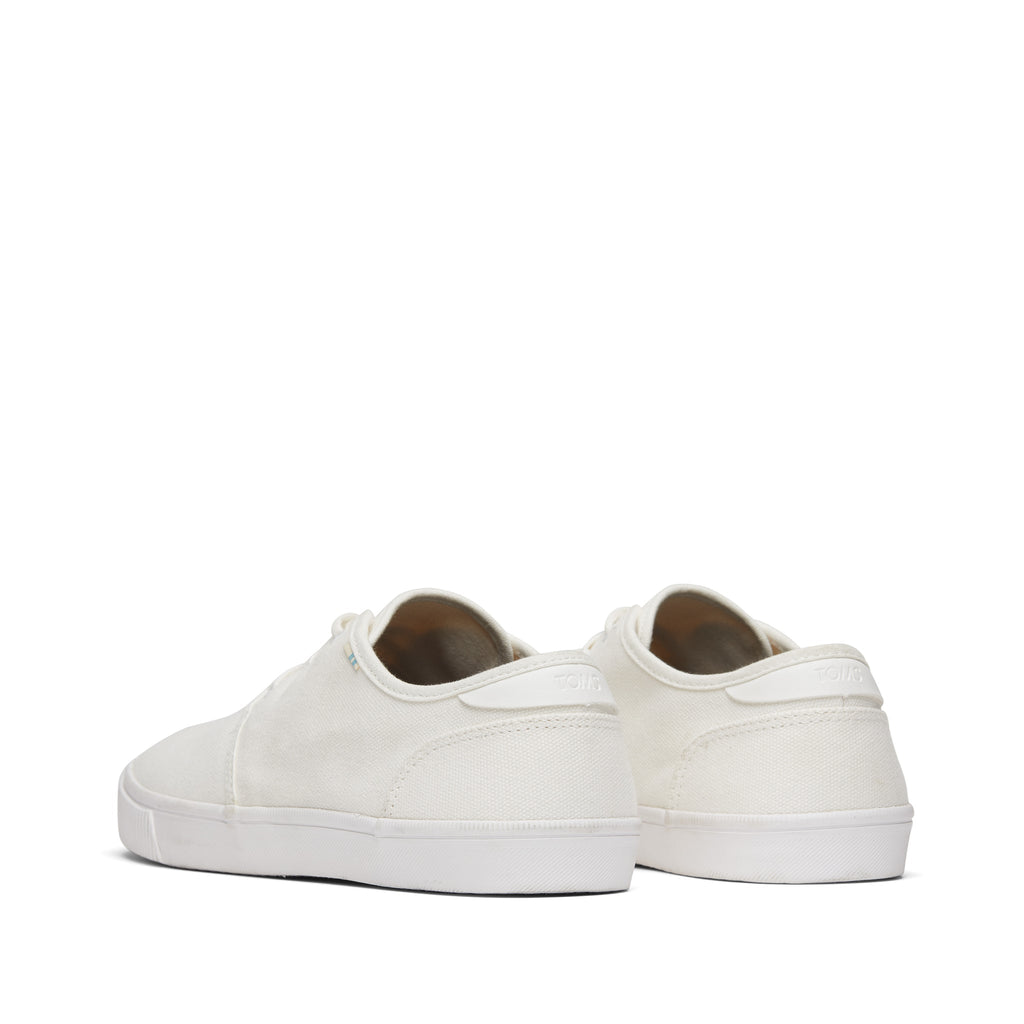 Carlo White Canvas Lace-Up Sneaker Back View