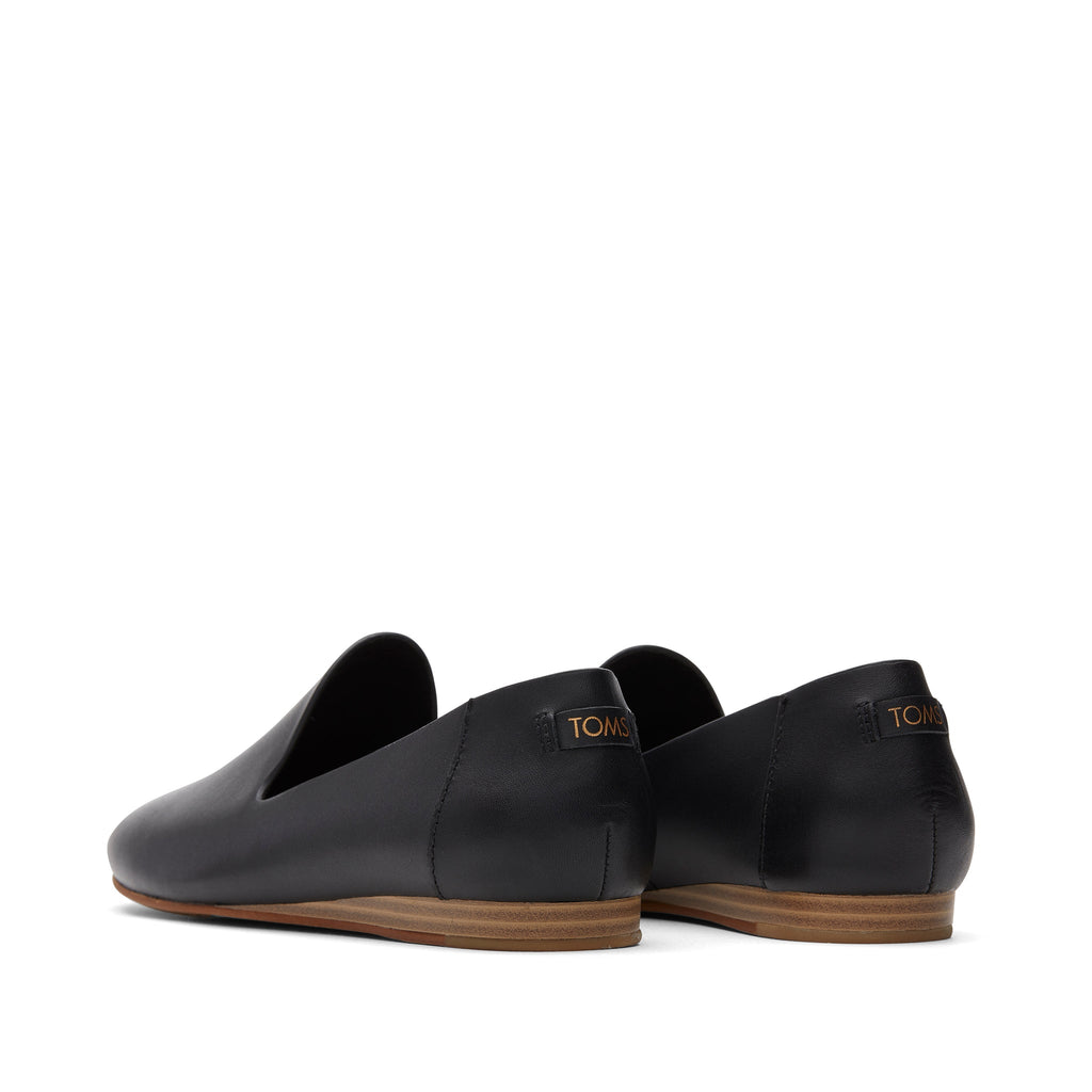 Darcy Black Leather Flat Back View