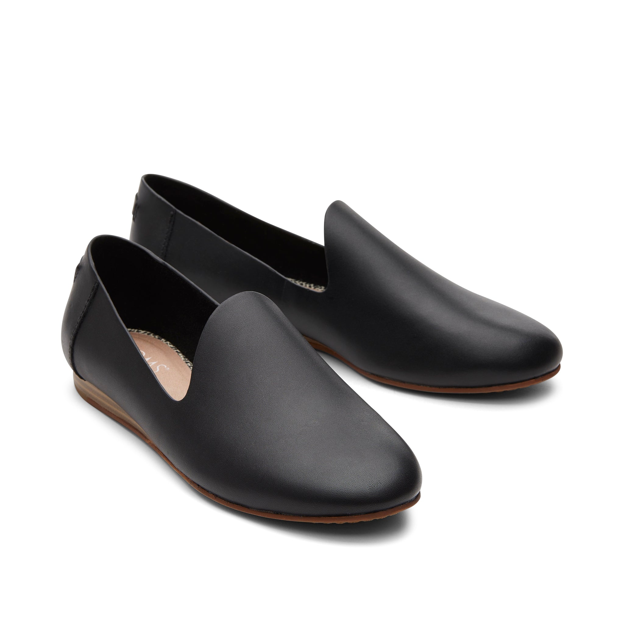 Darcy Black Leather Flat Front View