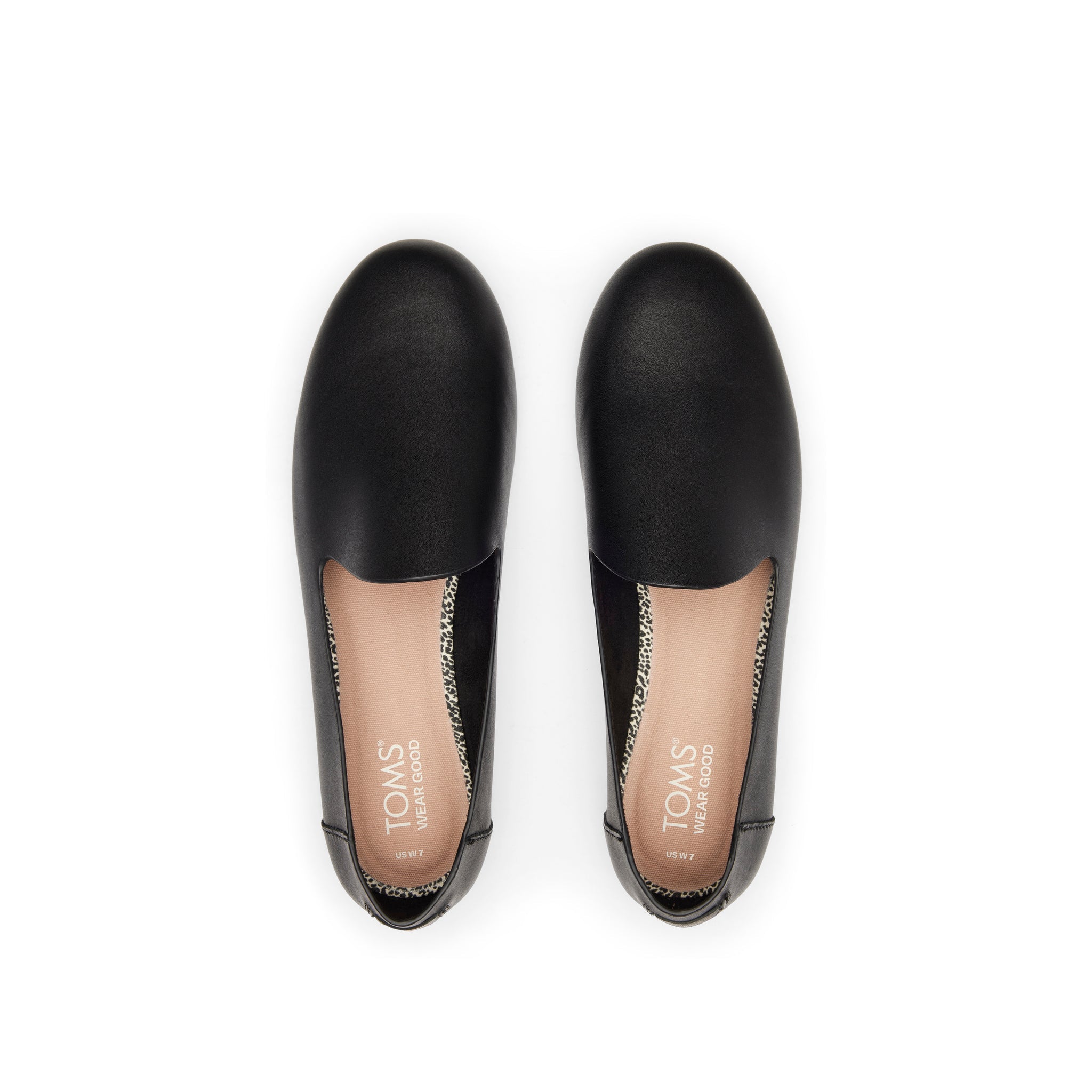 Darcy Black Leather Flat Top View