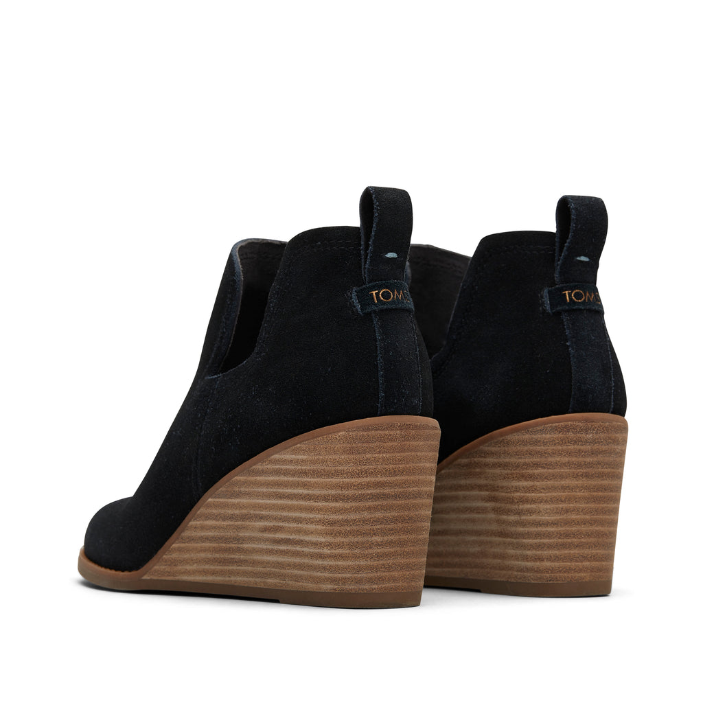 Kallie Black Suede Wedge Boot Back View