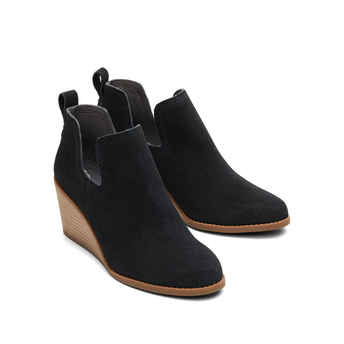 Kallie Black Suede Wedge Boot Front View