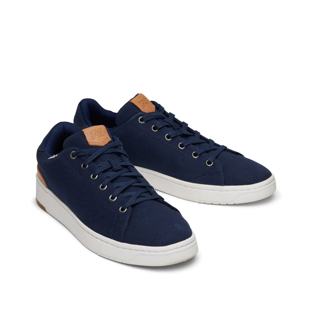 TRVL LITE Navy Canvas Lace-Up Sneaker Front View
