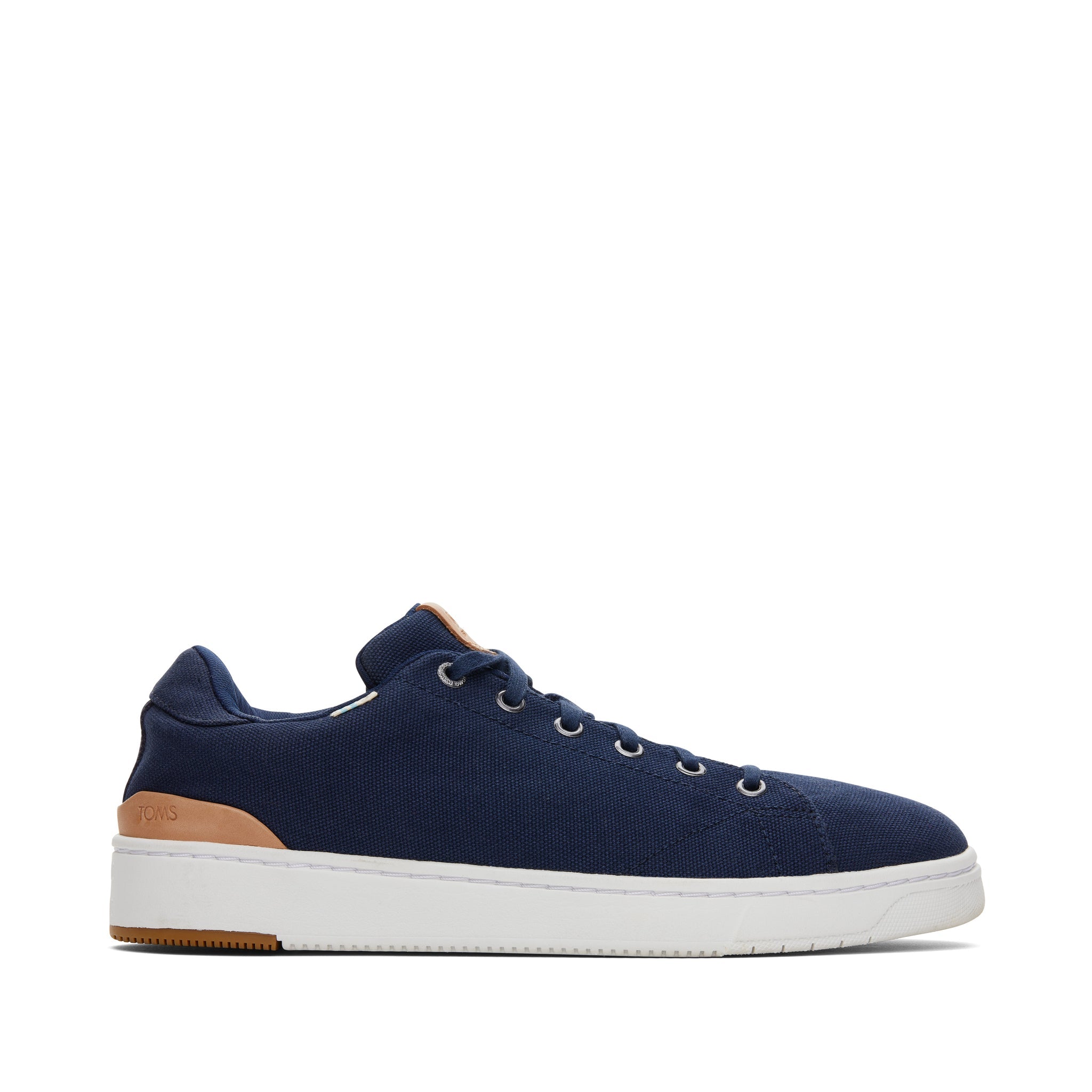 TRVL LITE Navy Canvas Lace-Up Sneaker Side View