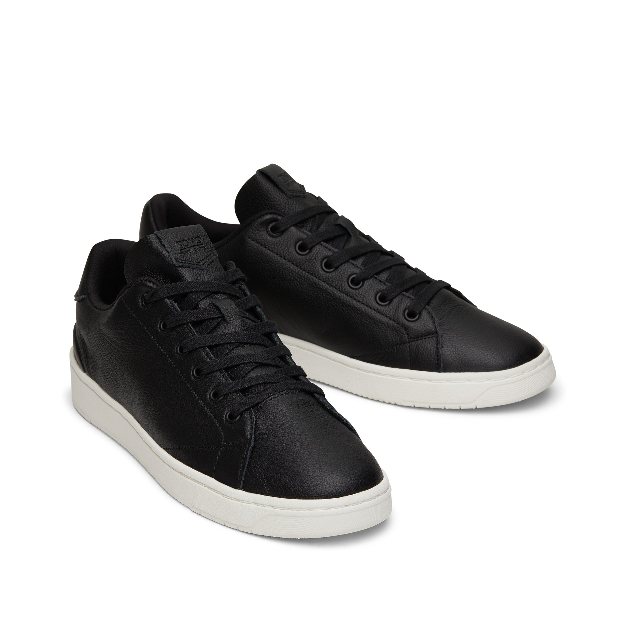 TRVL LITE Black Leather Lace-Up Sneaker Front View