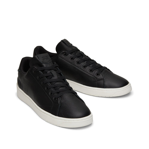 TRVL LITE Black Leather Lace-Up Sneaker Front View