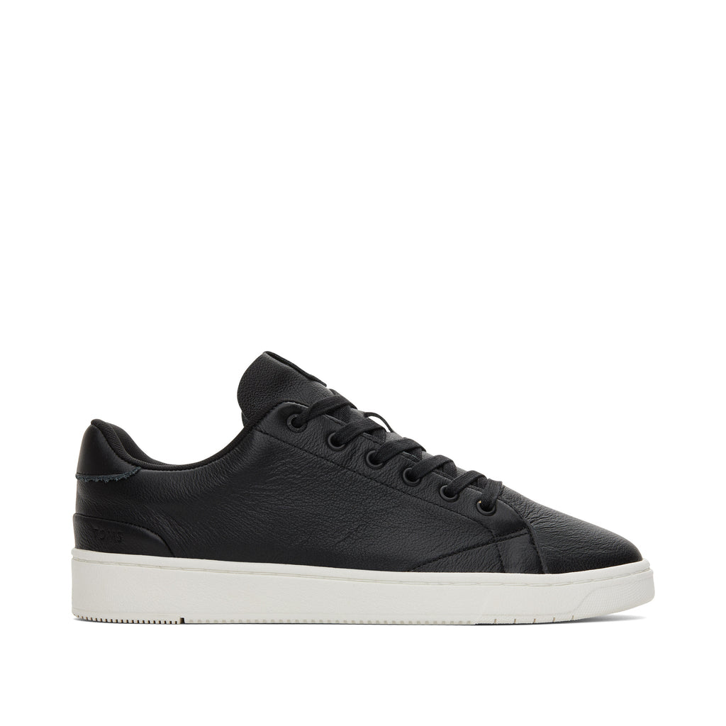 TRVL LITE Black Leather Lace-Up Sneaker Side View
