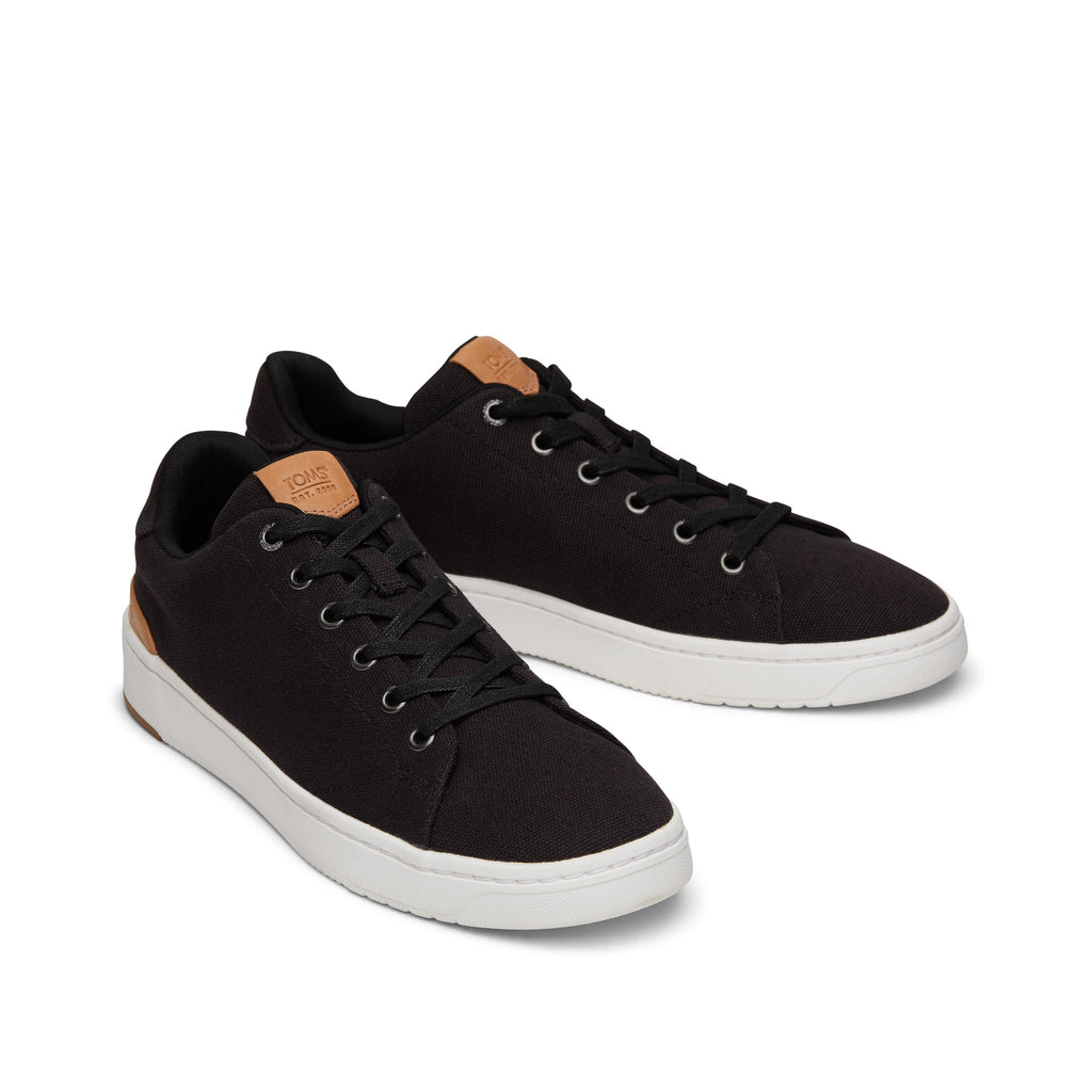 TRVL LITE Black Canvas Lace-Up Sneaker Front View