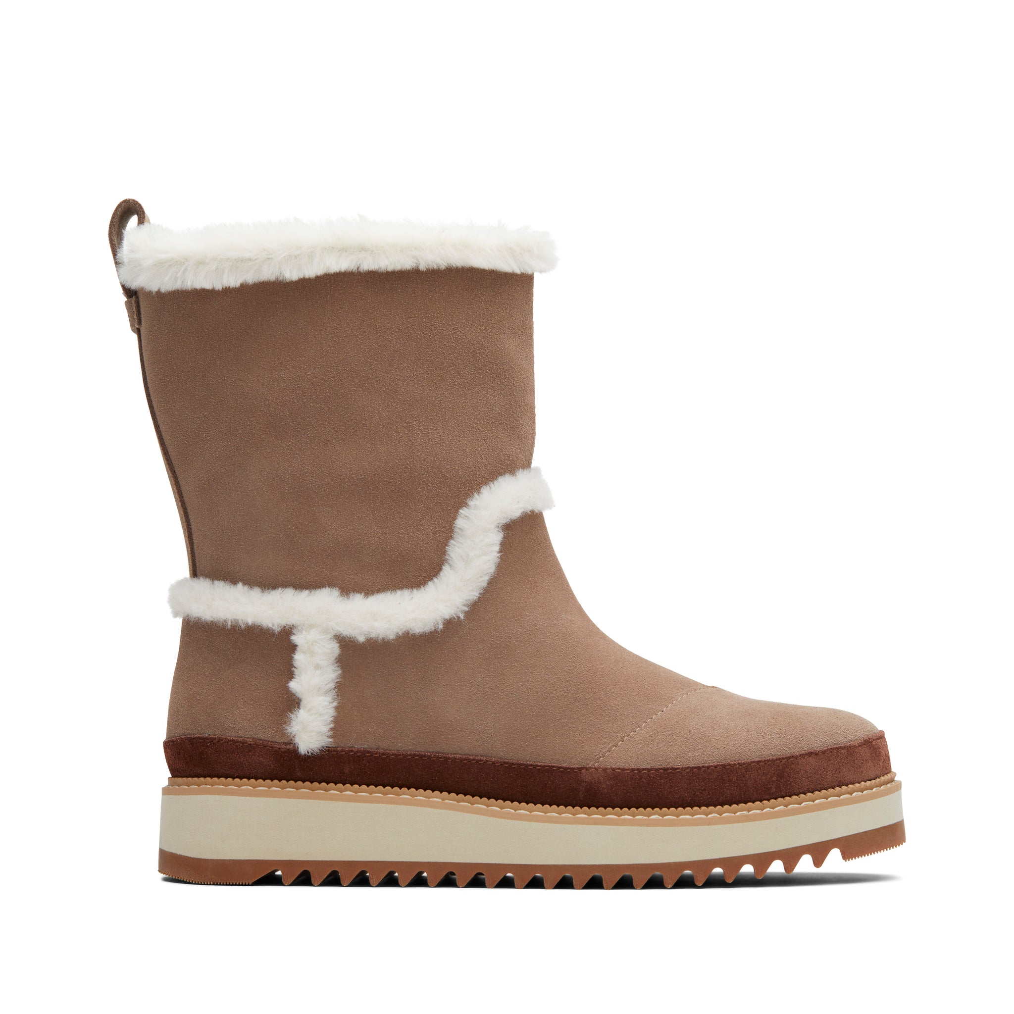 Makenna Taupe Water Resistant Faux Fur Boot Side View