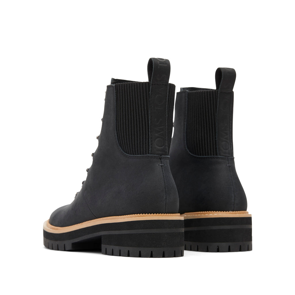 Frankie Black Water Resistant Lace-Up Boot Back View