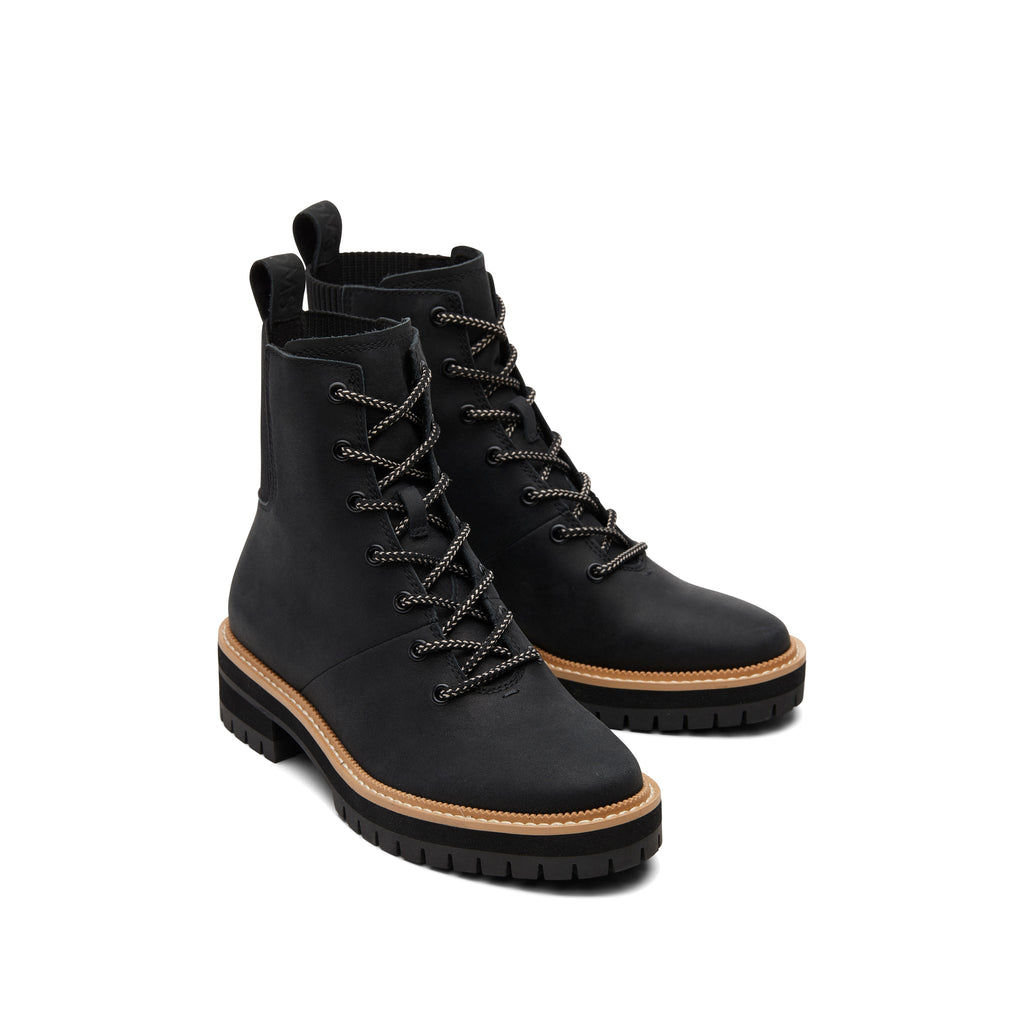 Frankie Black Water Resistant Lace-Up Boot Front View