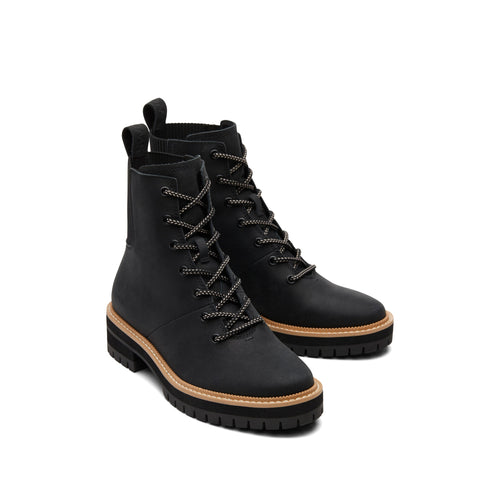 Frankie Black Water Resistant Lace-Up Boot Front View
