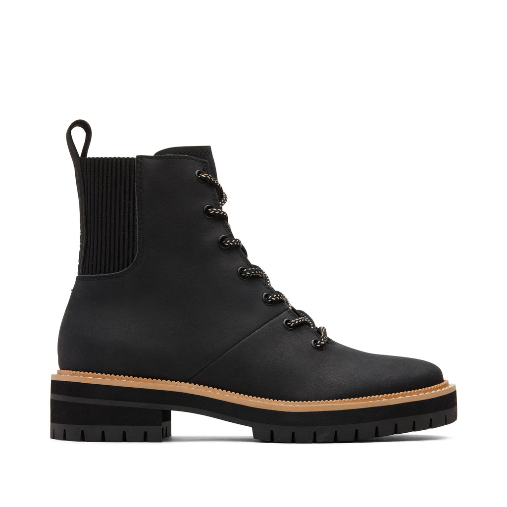Frankie Black Water Resistant Lace-Up Boot Side View