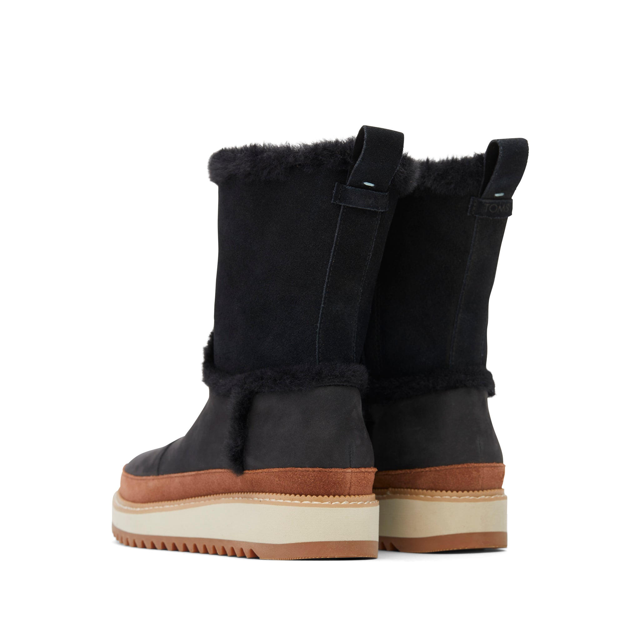 Makenna Black Water Resistant Faux Fur Boot Back View