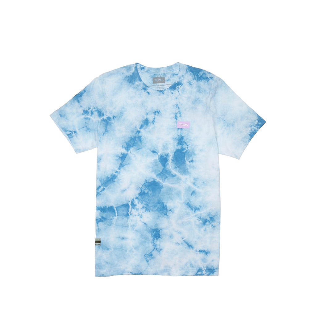 TOMS Tie-Dye Logo Short Sleeve Crew Tee Front View