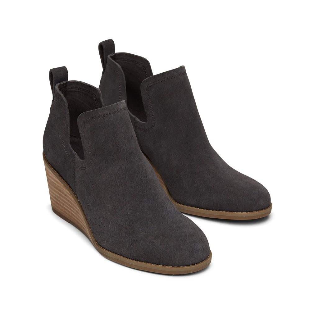 Kallie Grey Suede Wedge Boot Front View