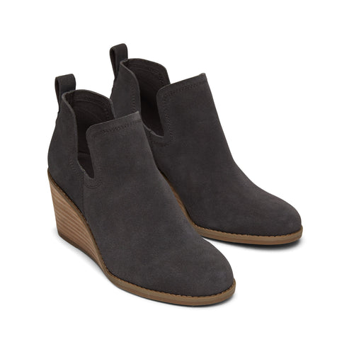 Kallie Grey Suede Wedge Boot Front View