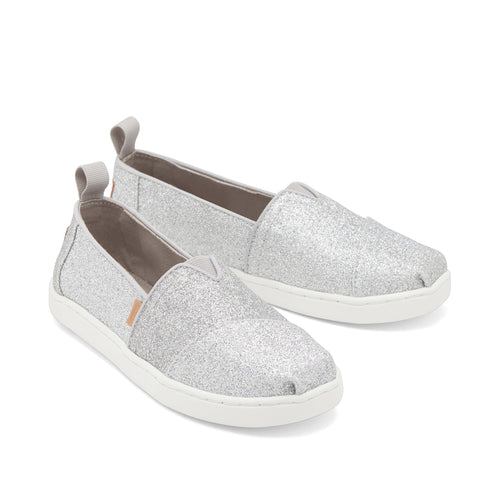 Youth Alpargata Silver Glimmer Kids Shoe Front View