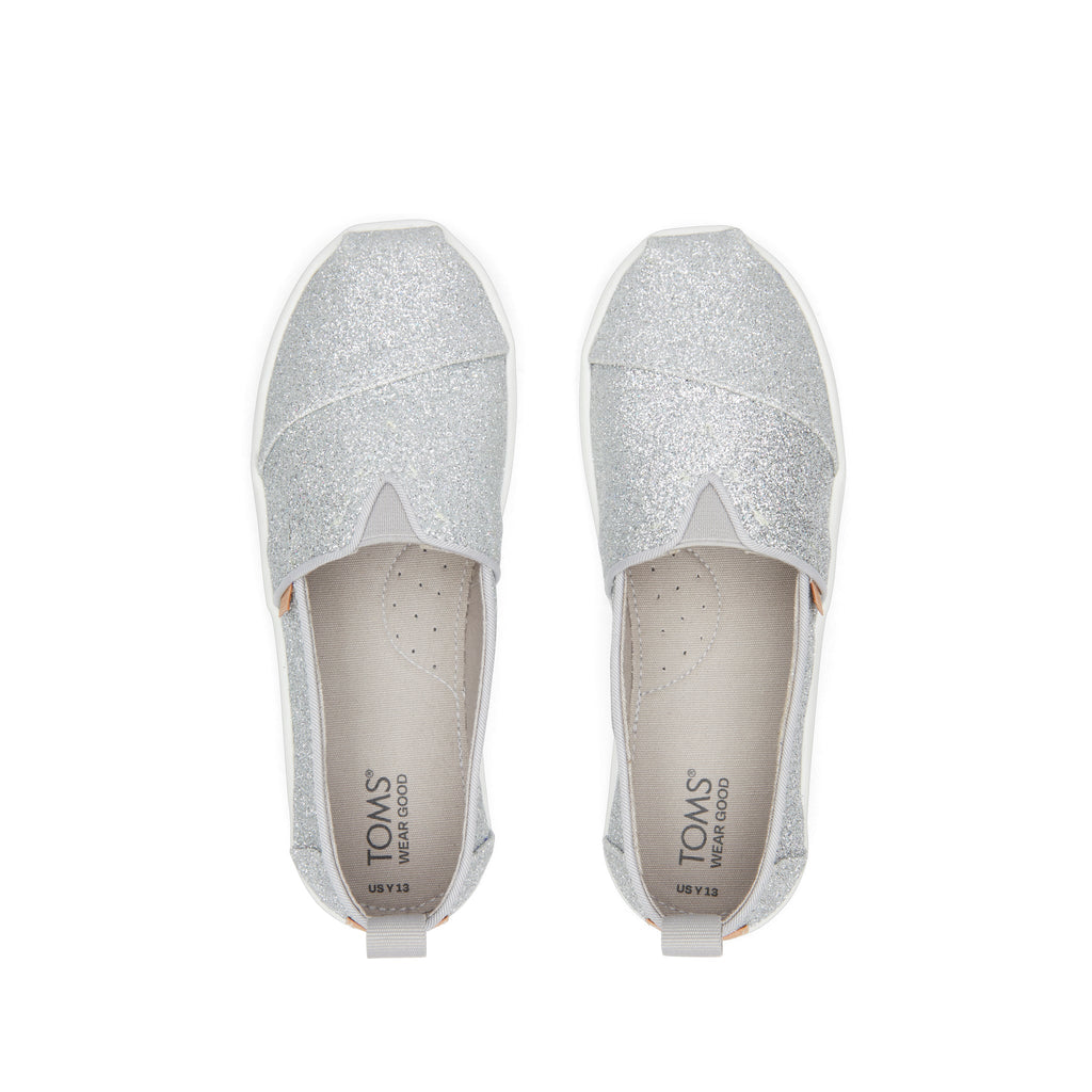 Youth Alpargata Silver Glimmer Kids Shoe Top View