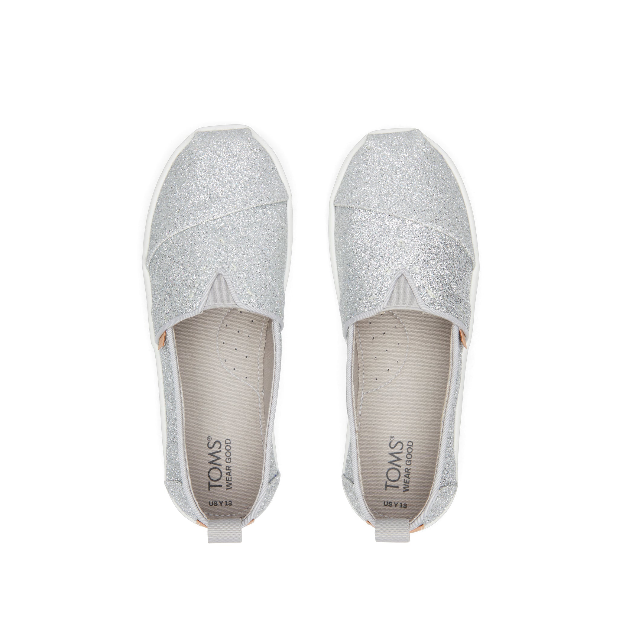 Youth Alpargata Silver Glimmer Kids Shoe Top View