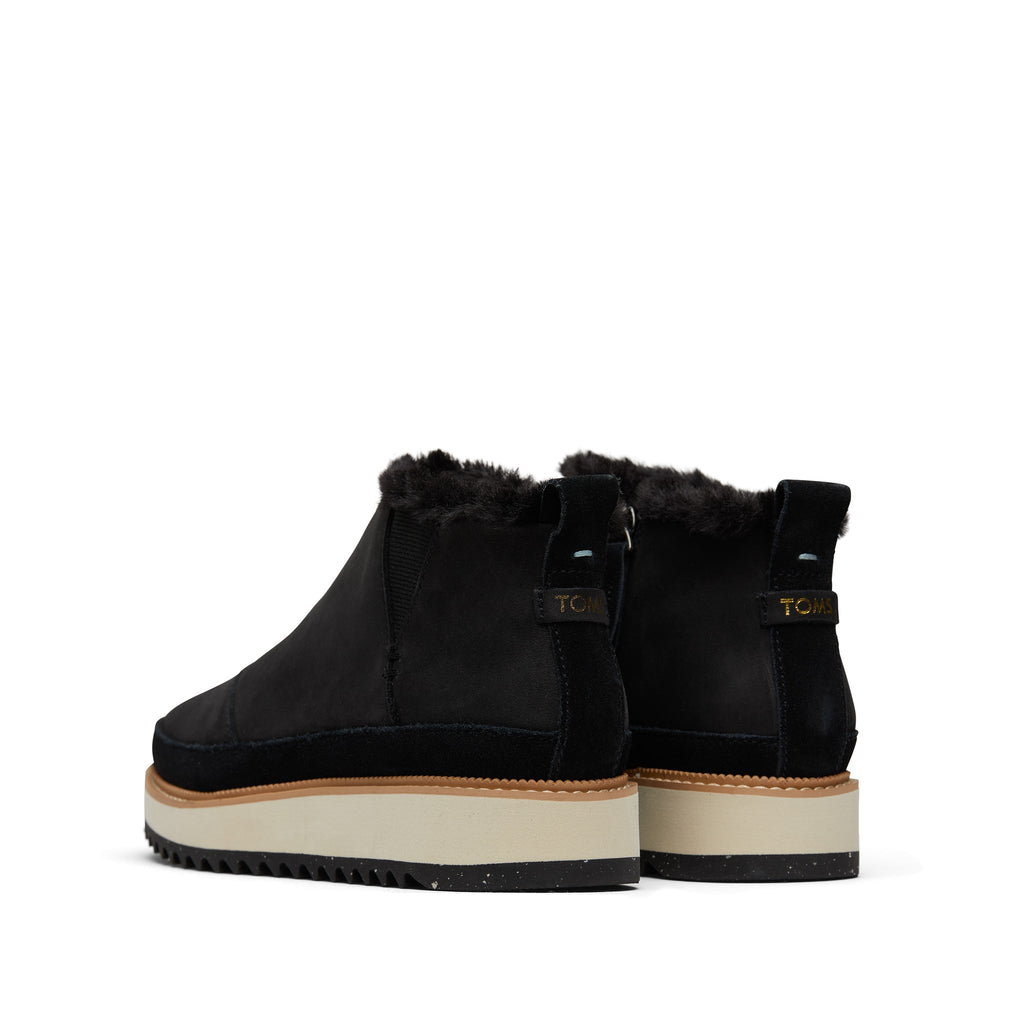 Marlo Black Water Resistant Faux Fur Boot Back View