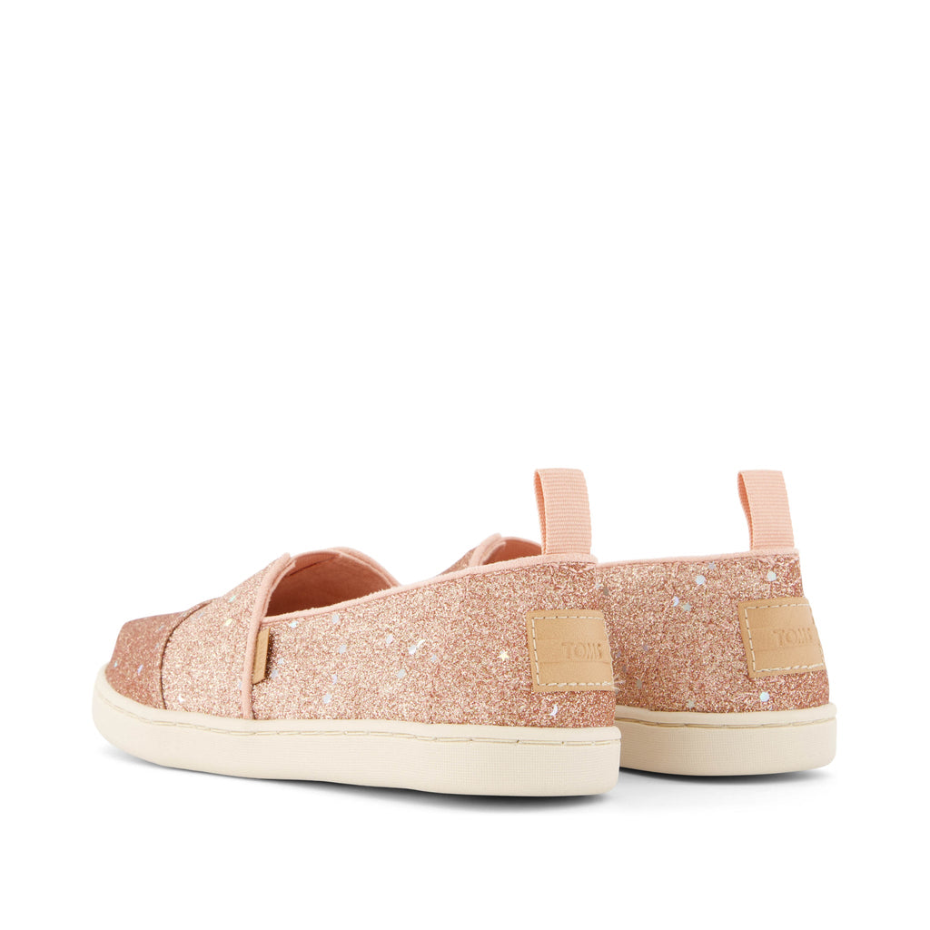 Youth Alpargata Rose Gold Cosmic Glitter Kids Shoe Back View