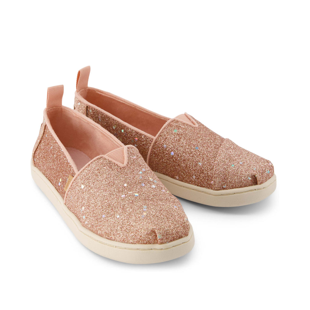 Youth Alpargata Rose Gold Cosmic Glitter Kids Shoe Front View