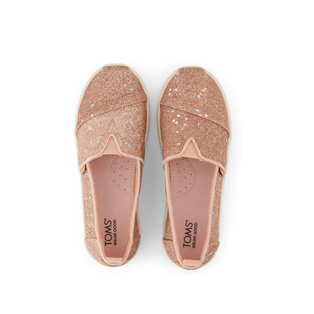 Youth Alpargata Rose Gold Cosmic Glitter Kids Shoe Top View