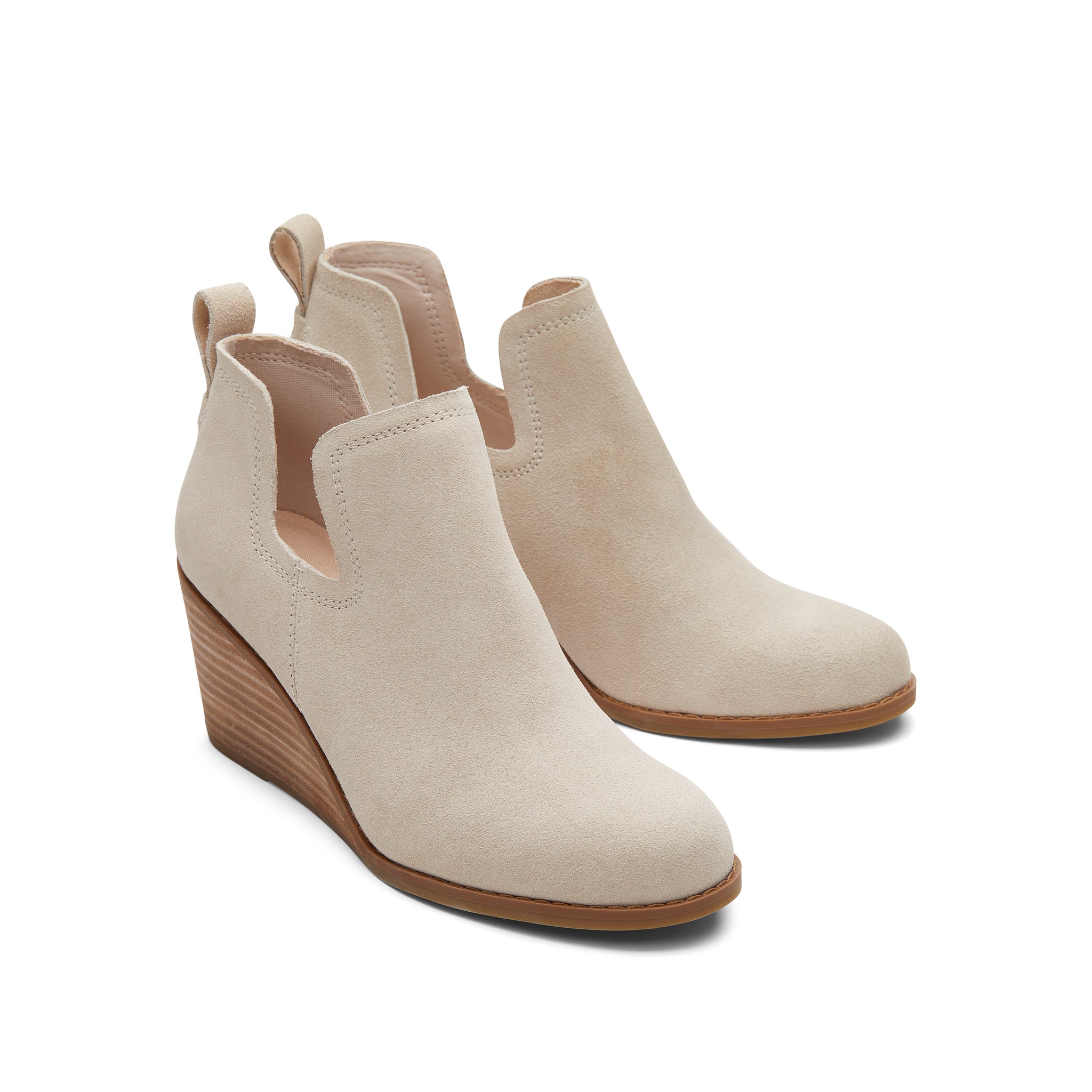 Kallie Beige Suede Wedge Boot Front View