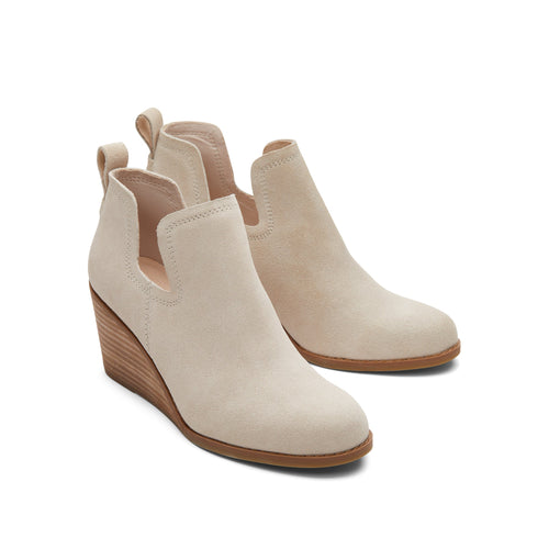 Kallie Beige Suede Wedge Boot Front View