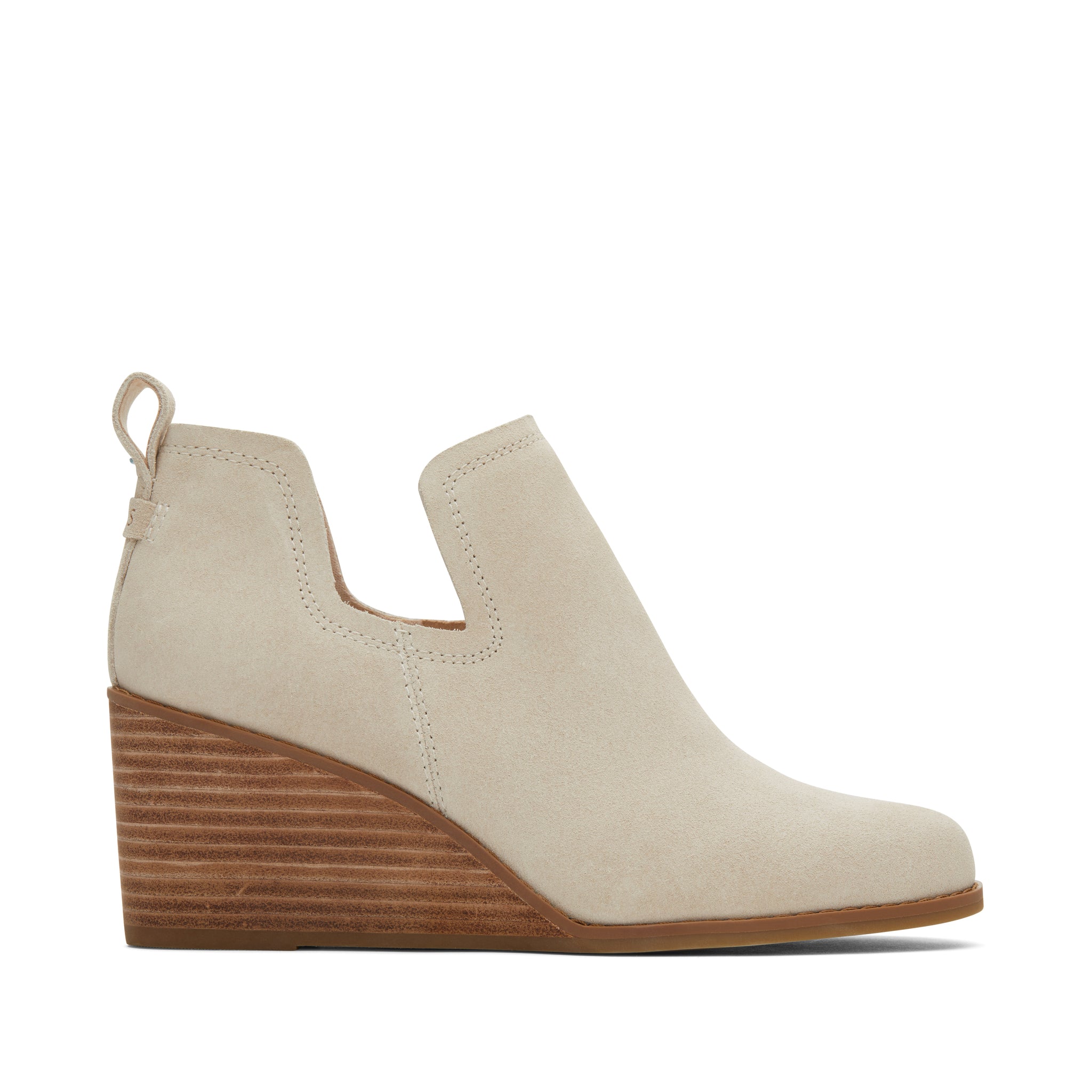 Kallie Beige Suede Wedge Boot Side View