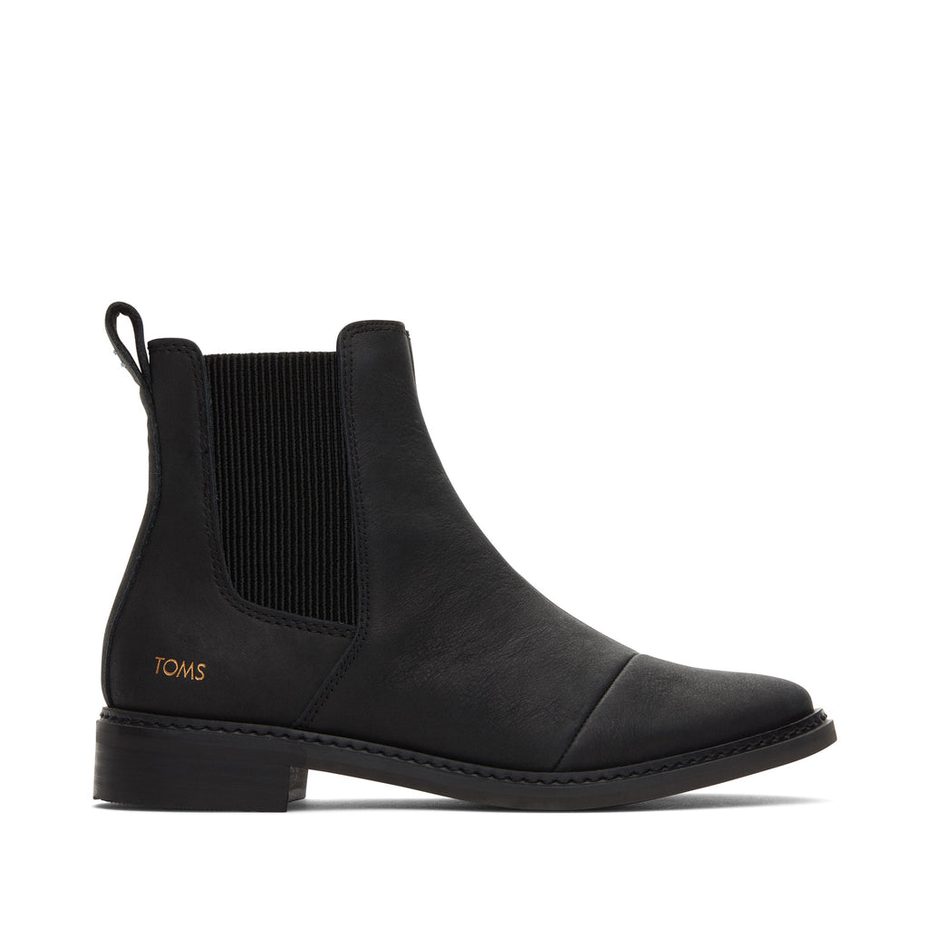 Charlie Black Leather Boot Side View