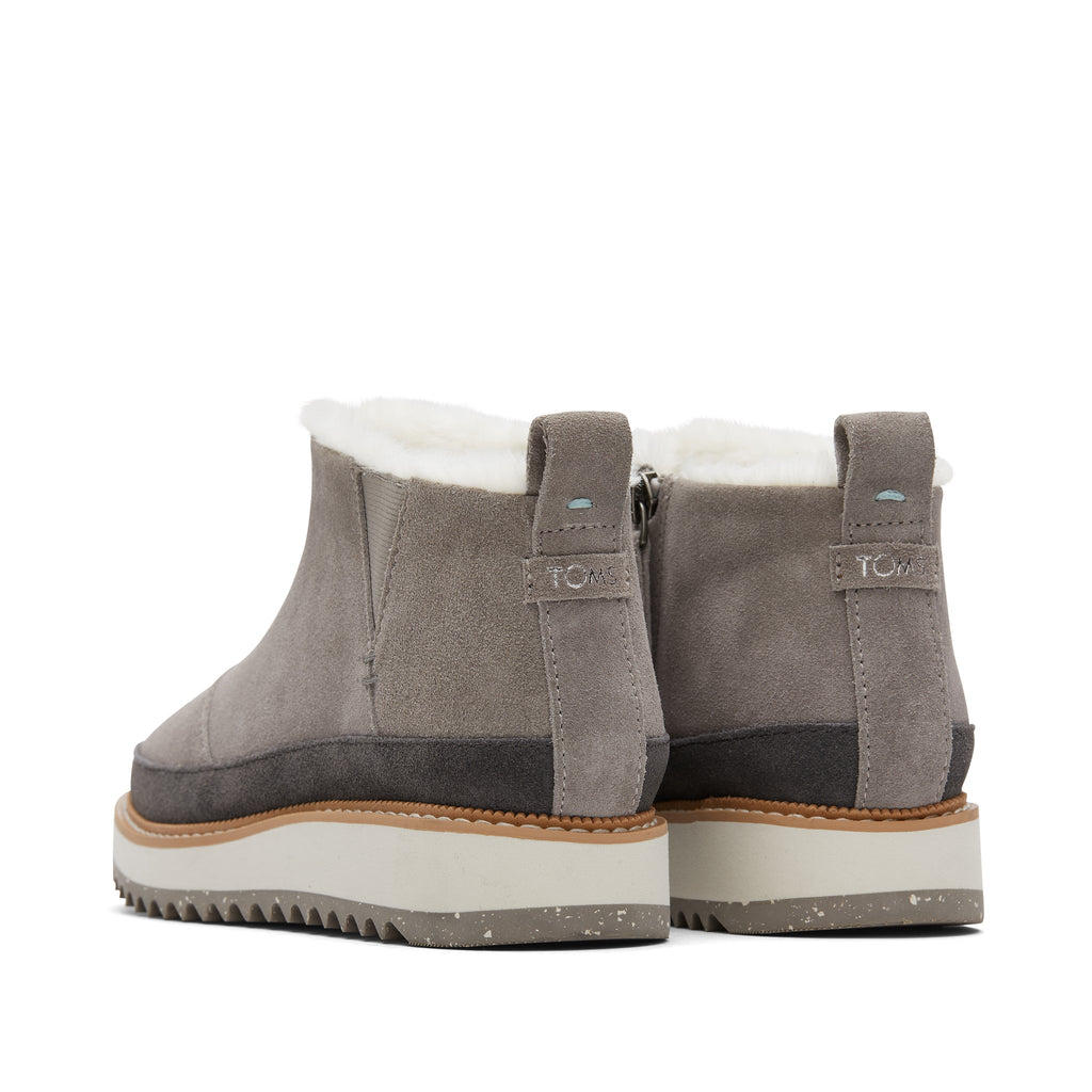 Marlo Grey Water Resistant Faux Fur Boot Back View