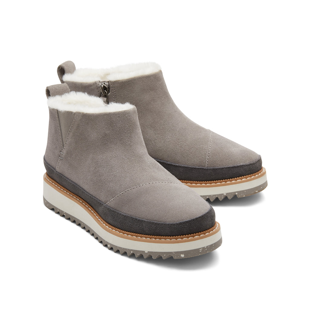 Marlo Grey Water Resistant Faux Fur Boot Front View