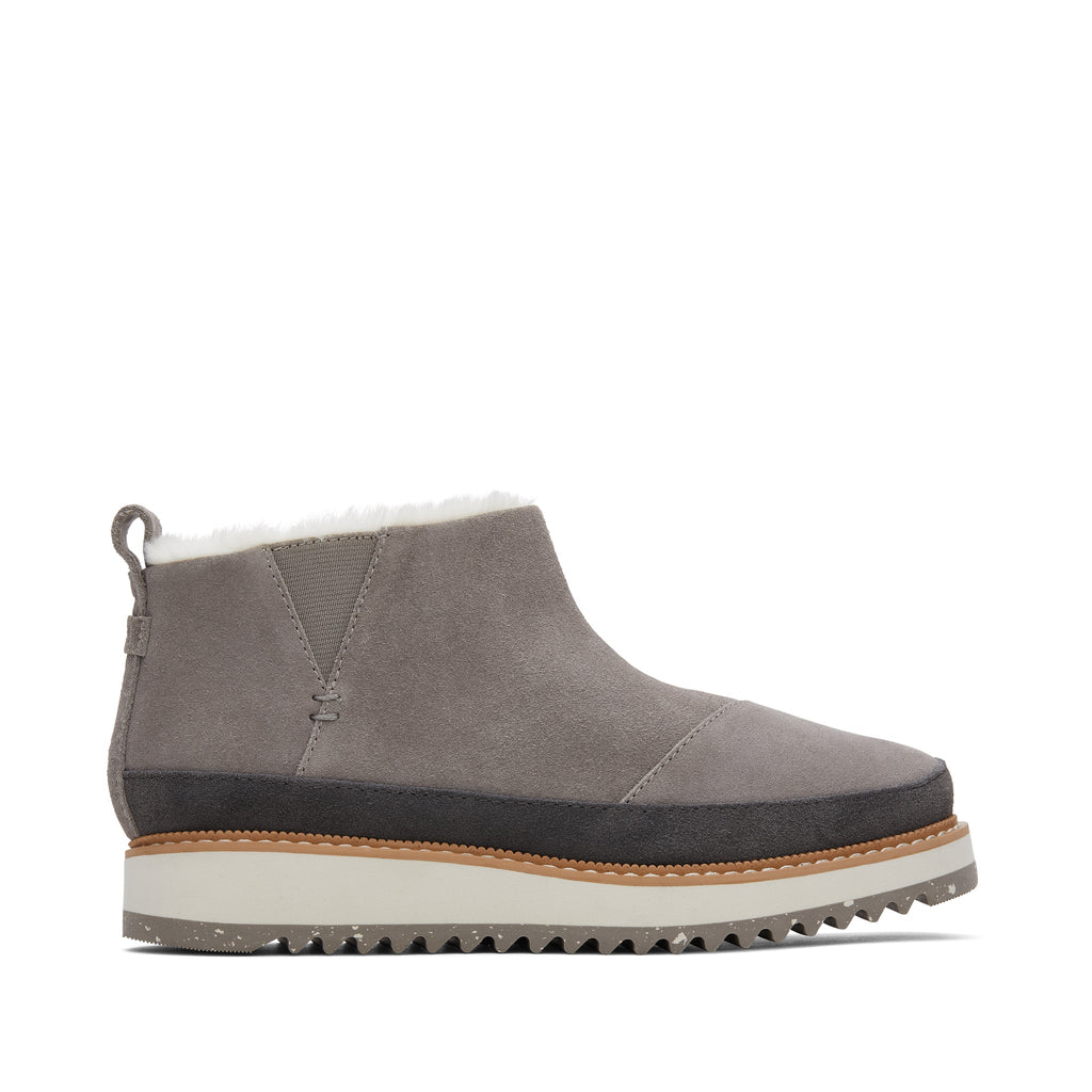 Marlo Grey Water Resistant Faux Fur Boot Side View