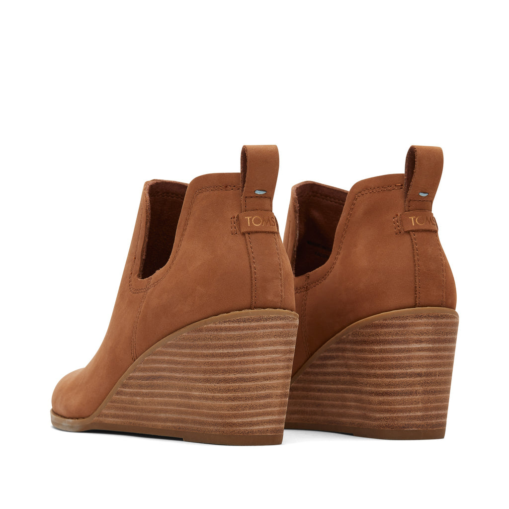 Kallie Tan Leather Wedge Boot Front View