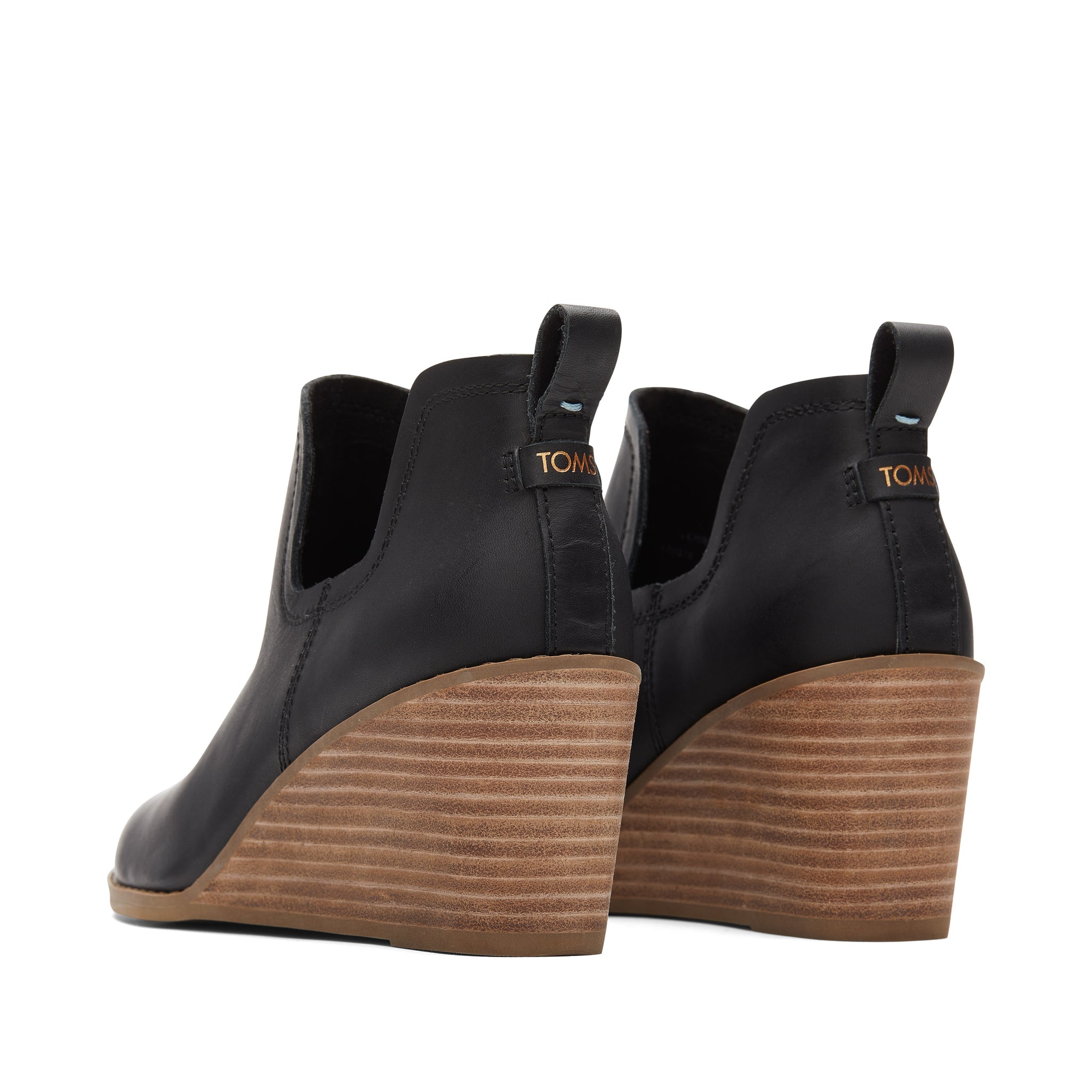 Kallie Black Leather Wedge Boot Front View