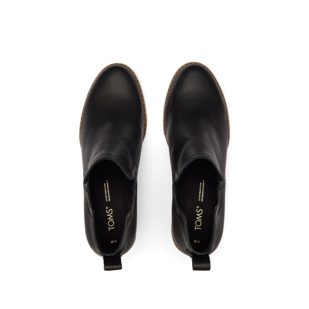 Kallie Black Leather Wedge Boot Top View