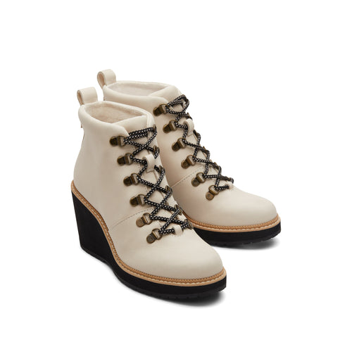 Melrose Beige Water Resistant Lace-Up Wedge Boot Front View