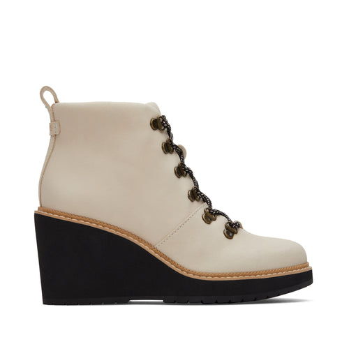 Melrose Beige Water Resistant Lace-Up Wedge Boot Side View