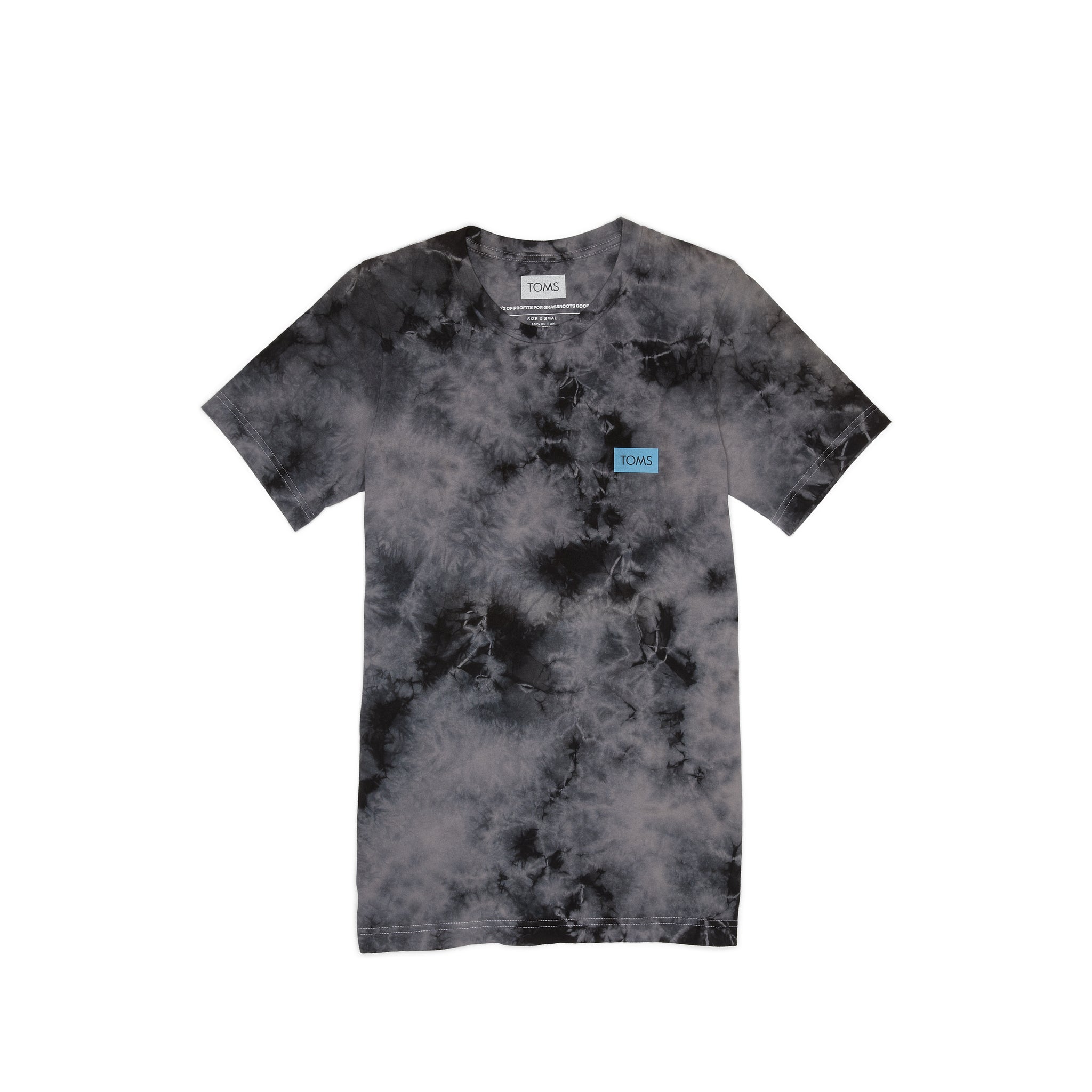 TOMS Tie-Dye Logo Short Sleeve Crew Tee Front View